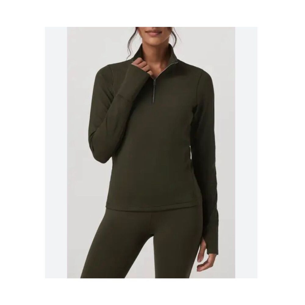 Vuori Olive Green Quarter-Zip Pullover Sweatshirt
